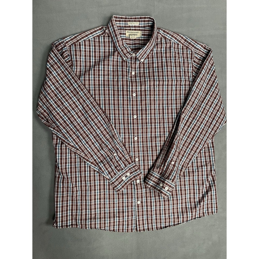 Duluth Trading Co Button Down Shirt Men Sz 2XL Wrinkle‎ Fighter Untucked Relaxed